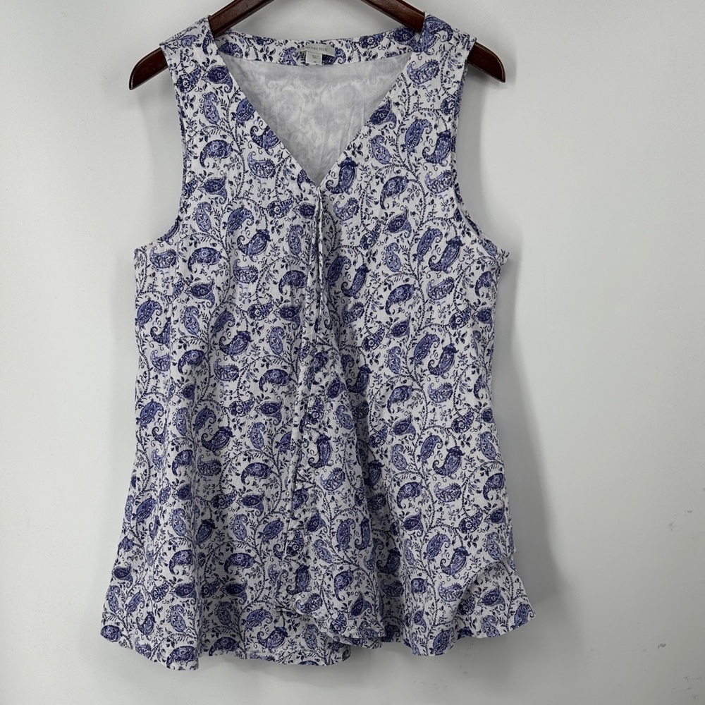 Garnet Hill Blue and White Paisley Blouse